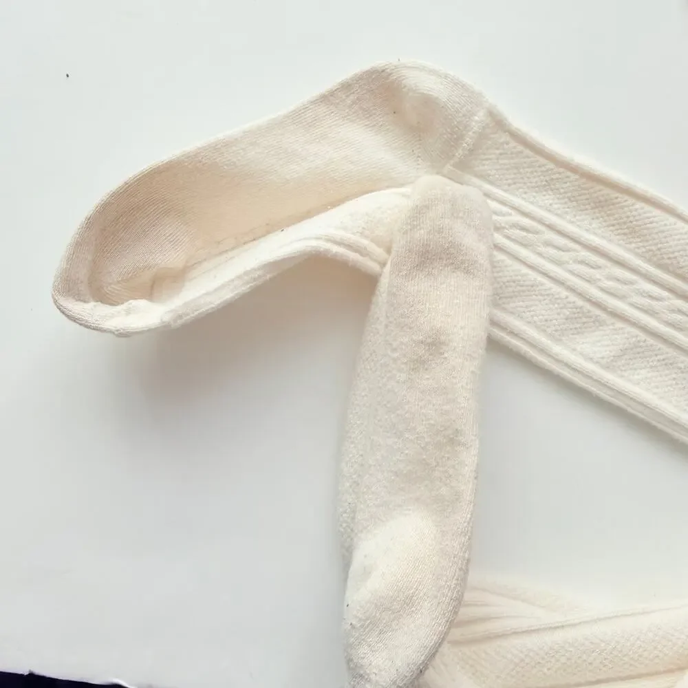 Cozy Girls Ivory Cable Knit Tights - Size 7-10 Years